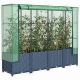 Vidaxx jardinière surélevée avec couverture de serre 160x40x138 cm aspect rotin