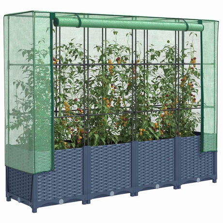 Vidaxx jardinière surélevée avec couverture de serre 160x40x138 cm aspect rotin