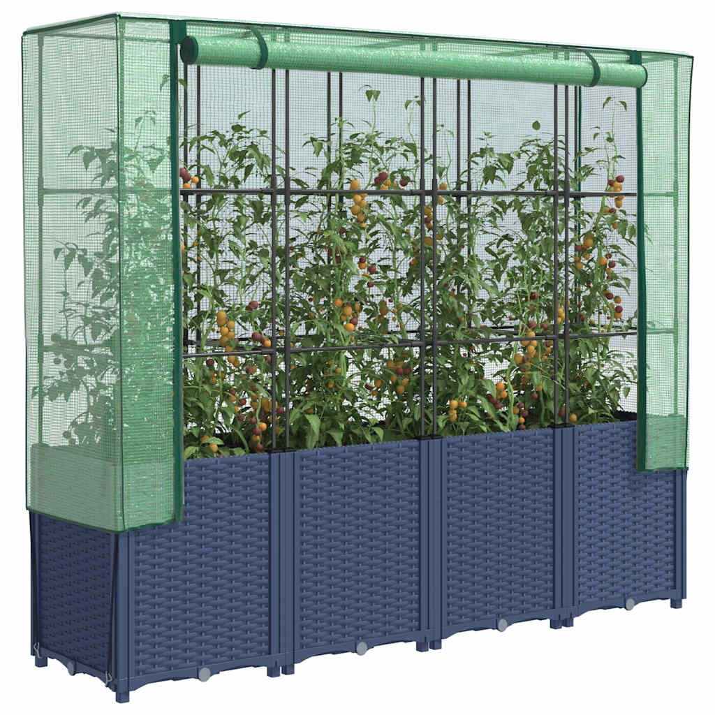 VidaXL jardinière surélevée avec couverture de serre 160x40x153 cm aspect rotin