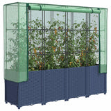 VidaXL jardinière surélevée avec couverture de serre 160x40x153 cm aspect rotin