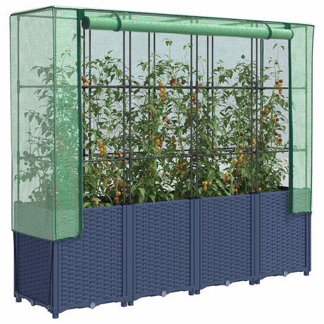 VidaXL jardinière surélevée avec couverture de serre 160x40x153 cm aspect rotin