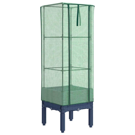 Vidaxx jardinière surélevée avec couverture de serre 40x40x140 cm aspect rotin