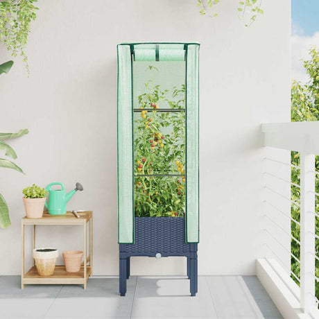 Vidaxx jardinière surélevée avec couverture de serre 40x40x140 cm aspect rotin
