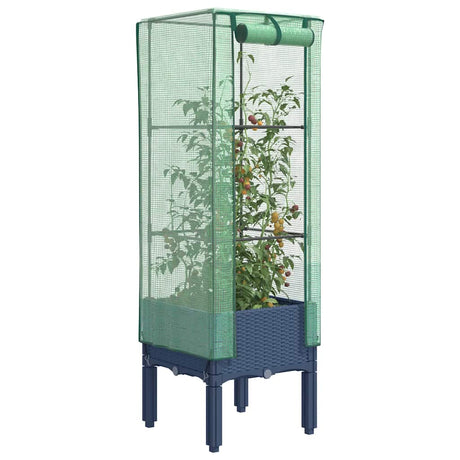 Vidaxx jardinière surélevée avec couverture de serre 40x40x140 cm aspect rotin