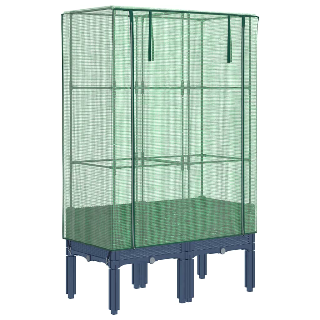 VidaXL jardinière surélevée avec couverture de serre 80x40x140 cm aspect rotin