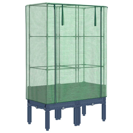 VidaXL jardinière surélevée avec couverture de serre 80x40x140 cm aspect rotin