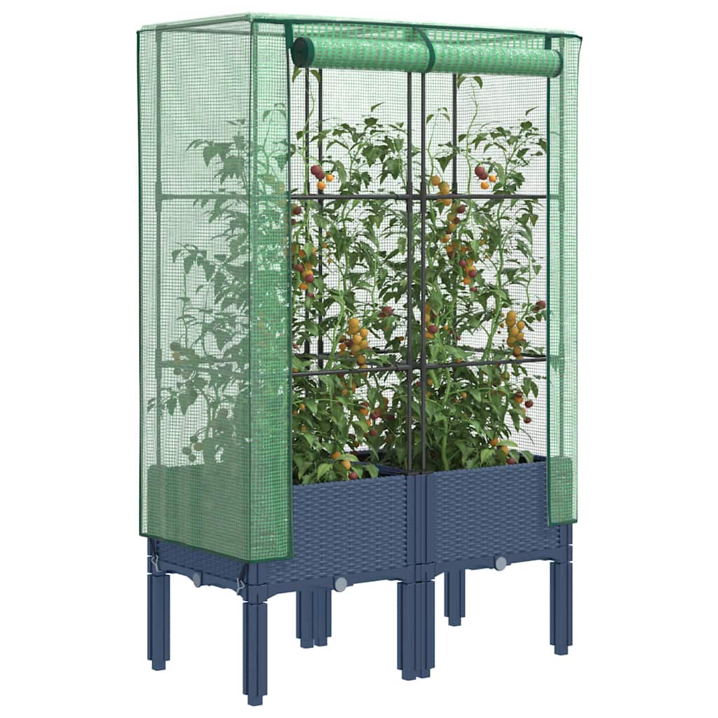 VidaXL jardinière surélevée avec couverture de serre 80x40x140 cm aspect rotin