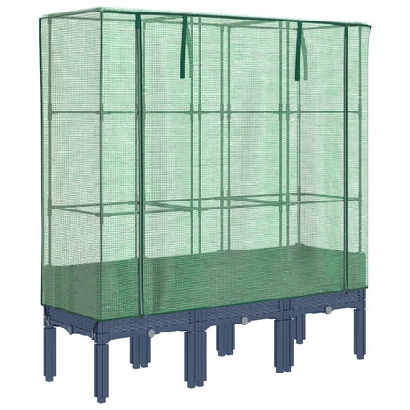Vidaxx jardinière surélevée avec couverture de serre 120x40x140 cm aspect rotin