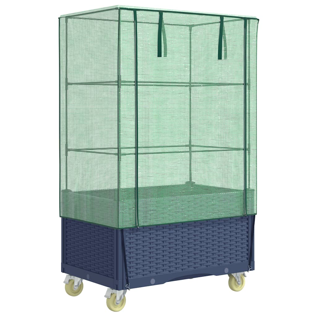 Vidaxx jardinière surélevée avec couvercle et roulettes 80x50x182 cm aspect rotin