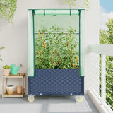 Vidaxx jardinière surélevée avec couvercle et roulettes 80x50x182 cm aspect rotin