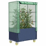 Vidaxx jardinière surélevée avec couvercle et roulettes 80x50x182 cm aspect rotin