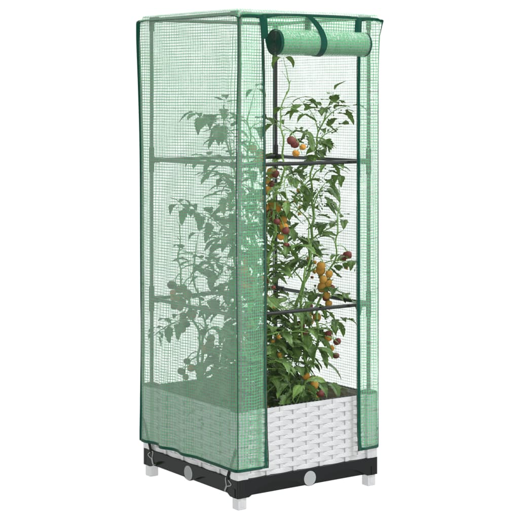 Vidaxx jardinière surélevée avec couverture de serre 40x40x123 cm aspect rotin