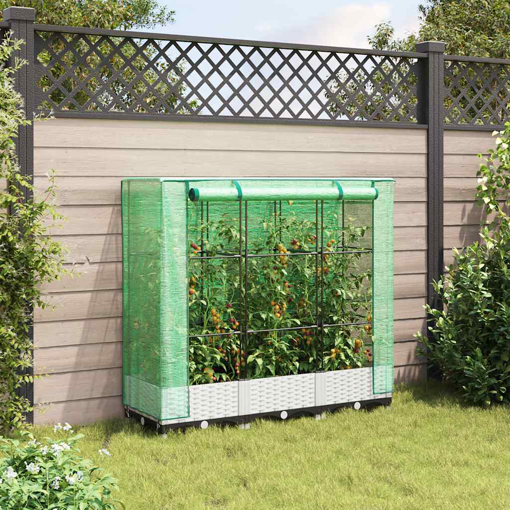 Vidaxx jardinière surélevée avec couverture de serre 120x40x123 cm aspect rotin
