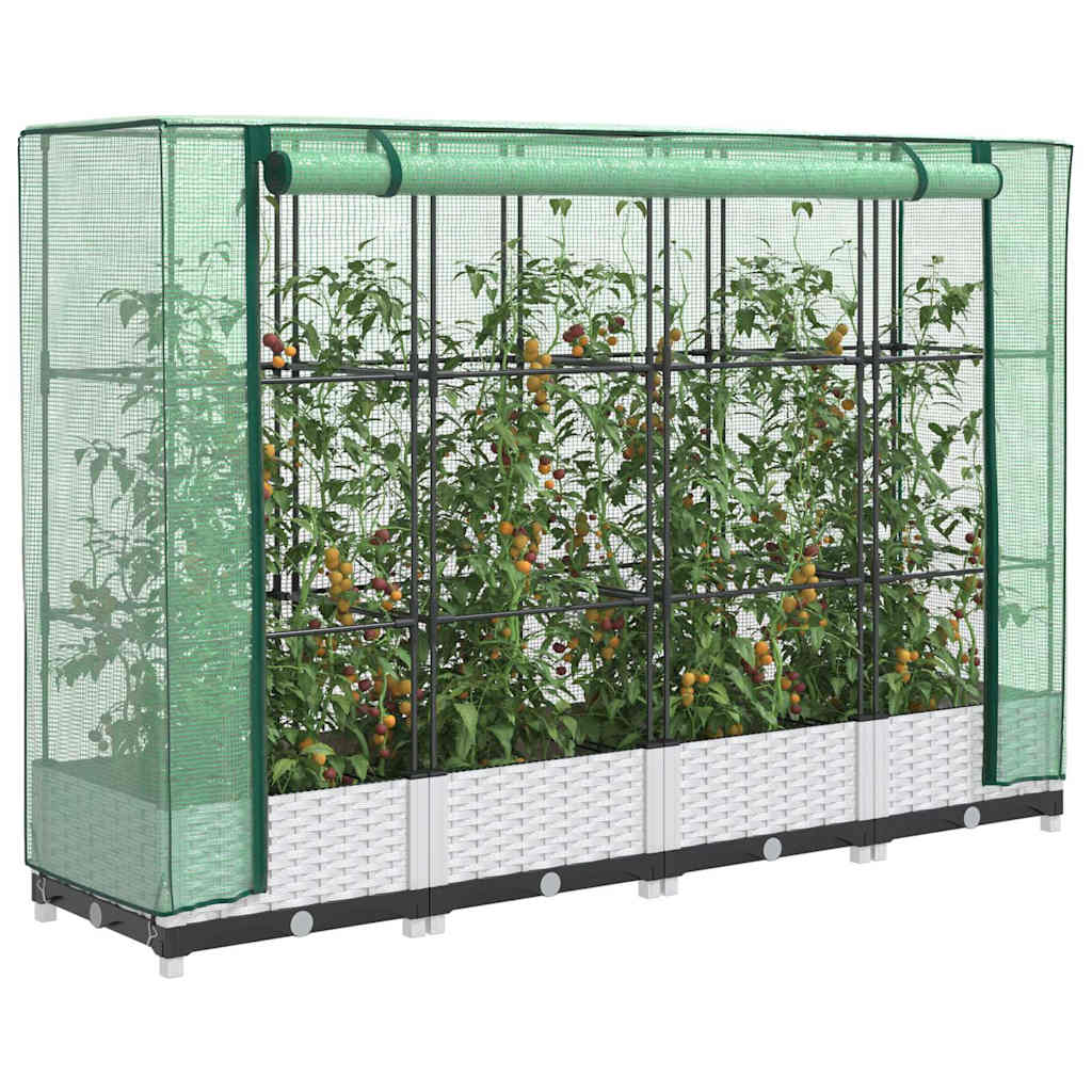 Vidaxx jardinière surélevée avec couverture de serre 160x40x123 cm aspect rotin