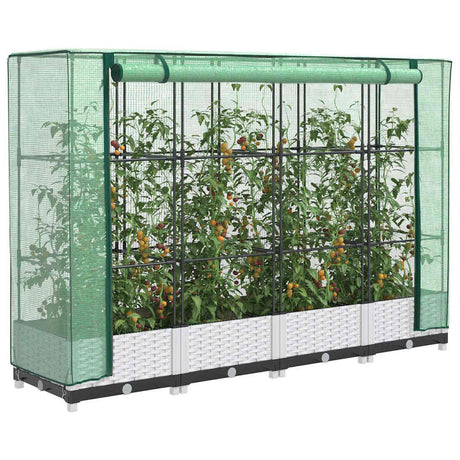 Vidaxx jardinière surélevée avec couverture de serre 160x40x123 cm aspect rotin