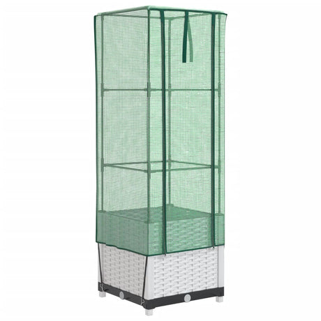 VidaXL jardinière surélevée avec couverture de serre 40x40x139 cm aspect rotin