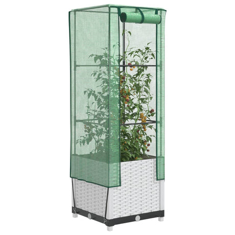 VidaXL jardinière surélevée avec couverture de serre 40x40x139 cm aspect rotin
