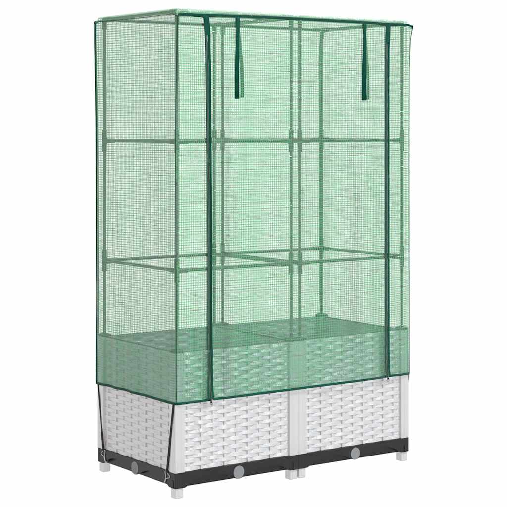 VidaXL jardinière surélevée avec couverture de serre 80x40x138 cm aspect rotin
