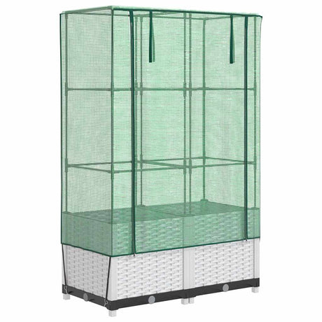 VidaXL jardinière surélevée avec couverture de serre 80x40x138 cm aspect rotin