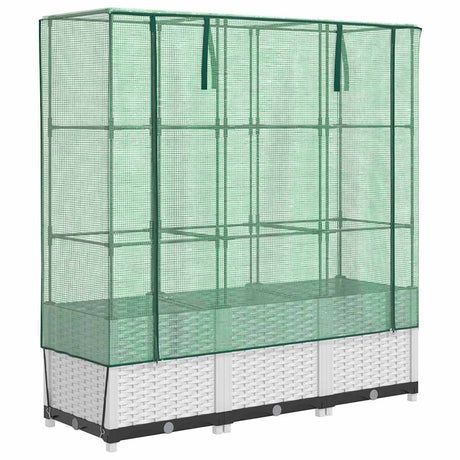 Vidaxx jardinière surélevée avec couverture de serre 120x40x138 cm aspect rotin