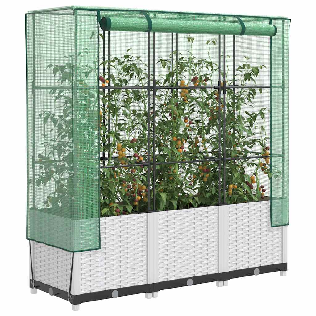 Vidaxx jardinière surélevée avec couverture de serre 120x40x138 cm aspect rotin