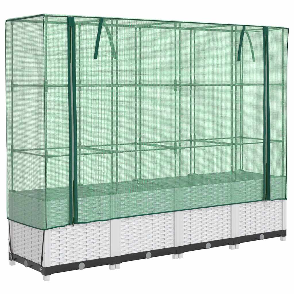 Vidaxx jardinière surélevée avec couverture de serre 160x40x138 cm aspect rotin