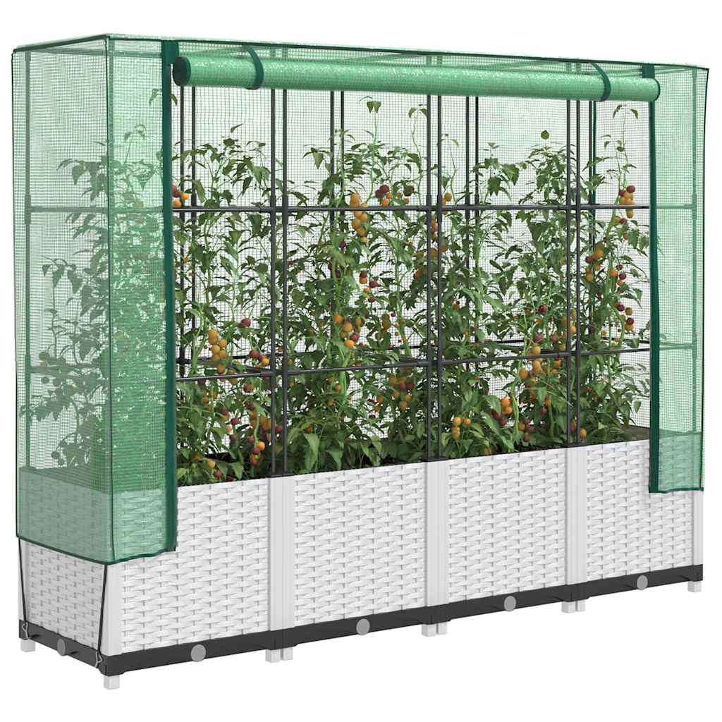 Vidaxx jardinière surélevée avec couverture de serre 160x40x138 cm aspect rotin