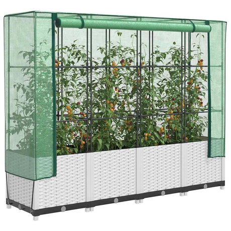 Vidaxx jardinière surélevée avec couverture de serre 160x40x138 cm aspect rotin