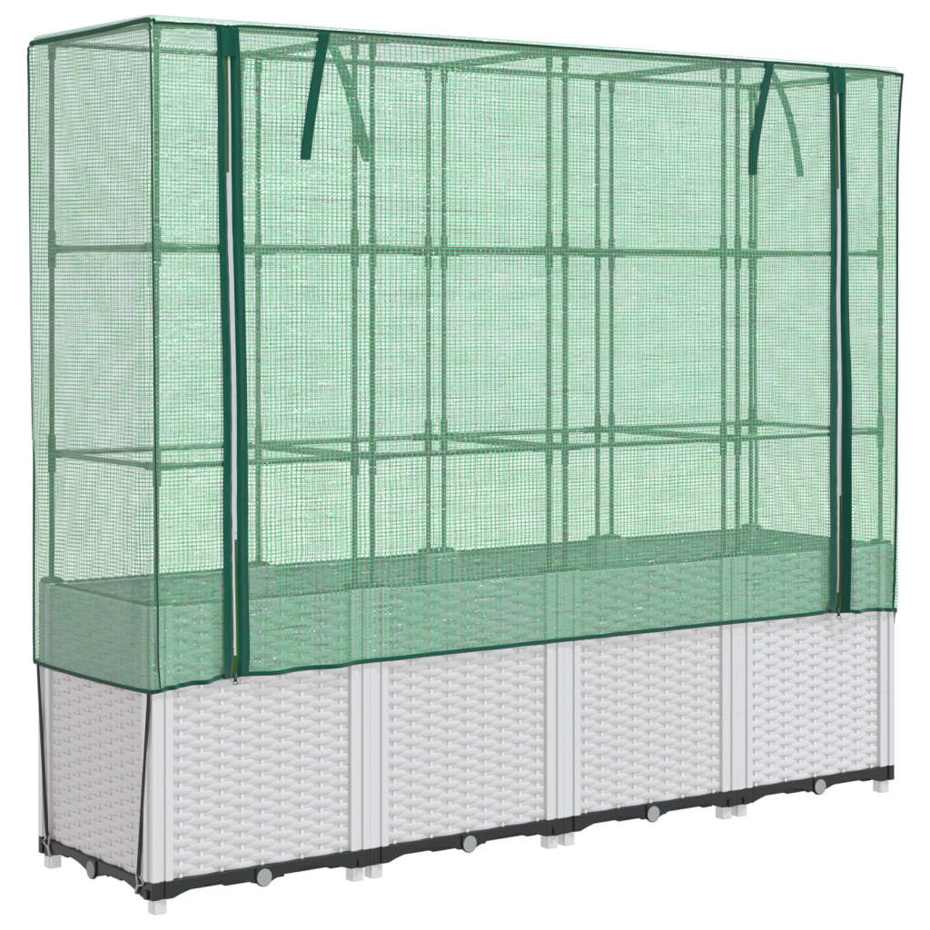 VidaXL jardinière surélevée avec couverture de serre 160x40x153 cm aspect rotin