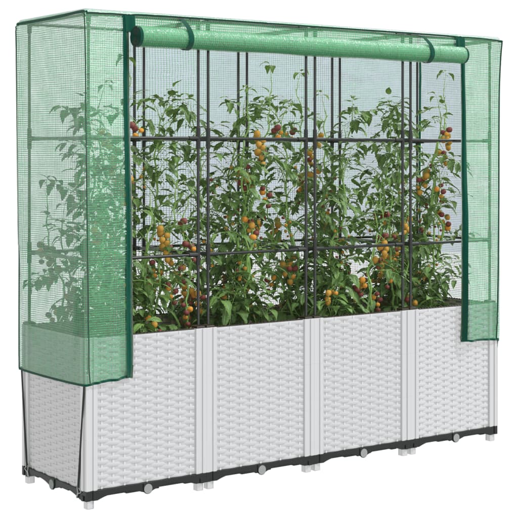VidaXL jardinière surélevée avec couverture de serre 160x40x153 cm aspect rotin