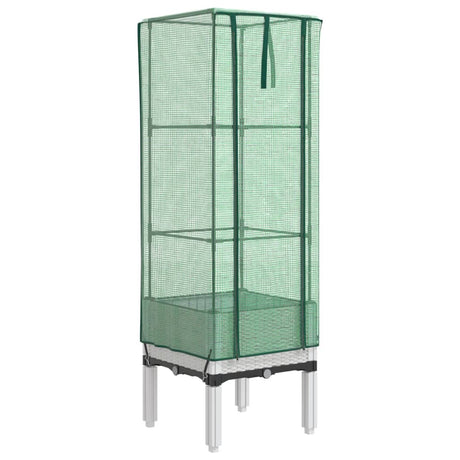 Vidaxx jardinière surélevée avec couverture de serre 40x40x140 cm aspect rotin