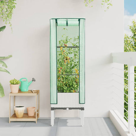 Vidaxx jardinière surélevée avec couverture de serre 40x40x140 cm aspect rotin