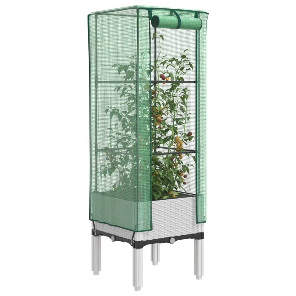 Vidaxx jardinière surélevée avec couverture de serre 40x40x140 cm aspect rotin