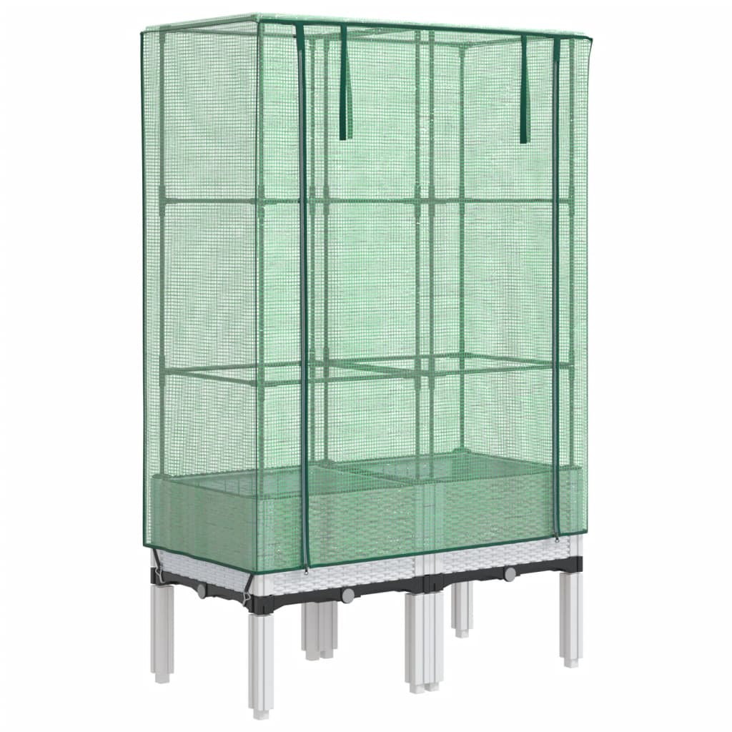 VidaXL jardinière surélevée avec couverture de serre 80x40x140 cm aspect rotin