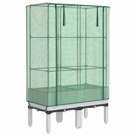 VidaXL jardinière surélevée avec couverture de serre 80x40x140 cm aspect rotin