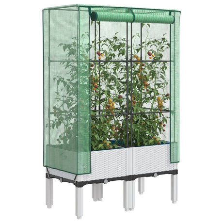 VidaXL jardinière surélevée avec couverture de serre 80x40x140 cm aspect rotin
