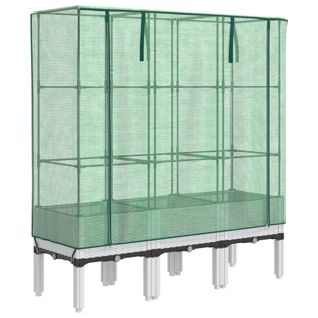 Vidaxx jardinière surélevée avec couverture de serre 120x40x140 cm aspect rotin