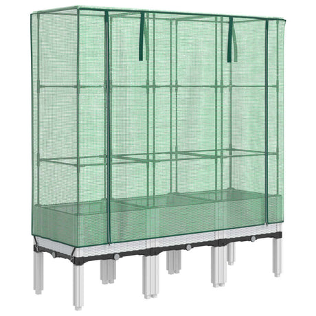 Vidaxx jardinière surélevée avec couverture de serre 120x40x140 cm aspect rotin