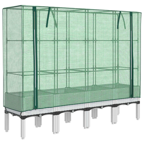 Vidaxx jardinière surélevée avec couverture de serre 160x40x140 cm aspect rotin