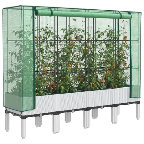 Vidaxx jardinière surélevée avec couverture de serre 160x40x140 cm aspect rotin