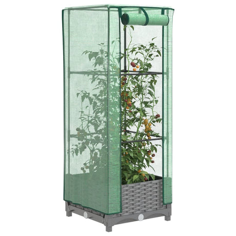 Vidaxx jardinière surélevée avec couverture de serre 40x40x123 cm aspect rotin