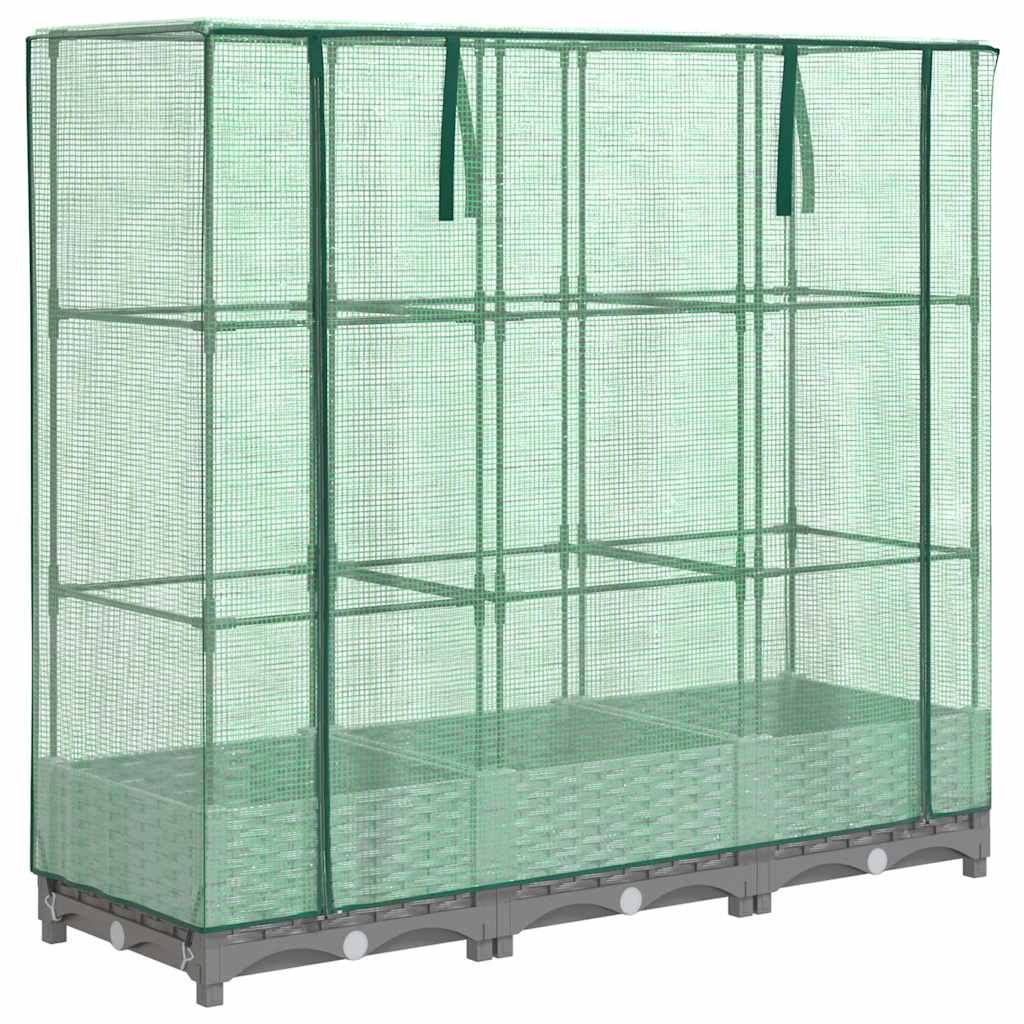 Vidaxx jardinière surélevée avec couverture de serre 120x40x123 cm aspect rotin