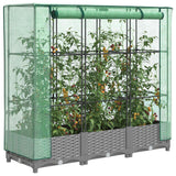 Vidaxx jardinière surélevée avec couverture de serre 120x40x123 cm aspect rotin