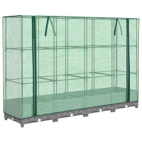 Vidaxx jardinière surélevée avec couverture de serre 160x40x123 cm aspect rotin