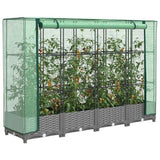 Vidaxx jardinière surélevée avec couverture de serre 160x40x123 cm aspect rotin