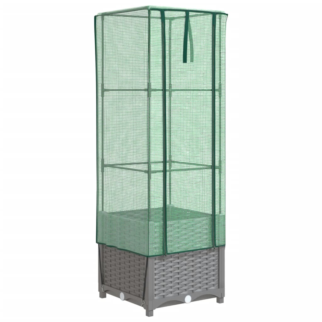 VidaXL jardinière surélevée avec couverture de serre 40x40x139 cm aspect rotin