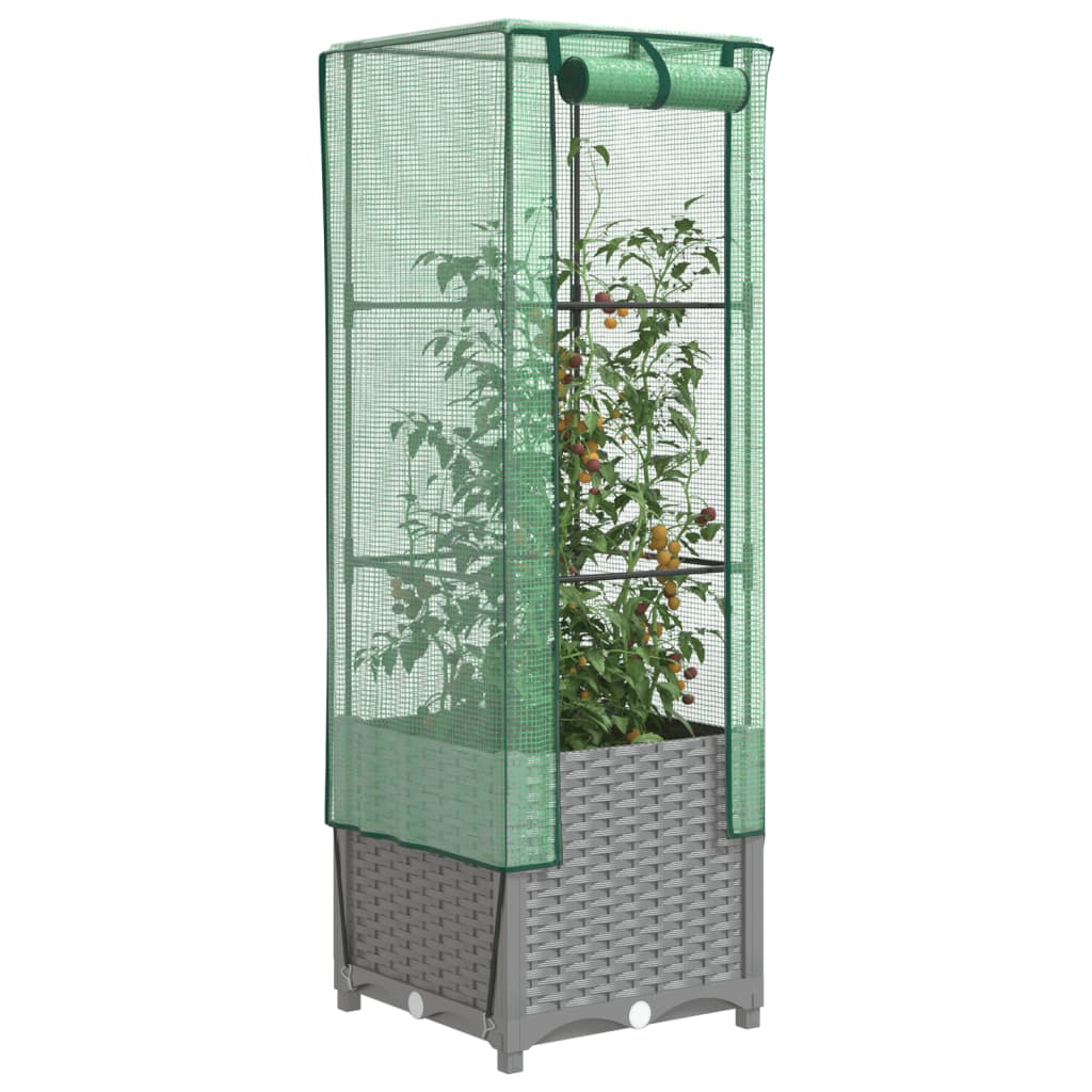 VidaXL jardinière surélevée avec couverture de serre 40x40x139 cm aspect rotin