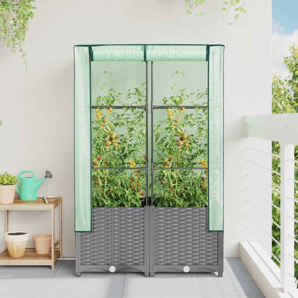 Vidaxl plantenbak verhoogd met kashoes 80x40x138 cm rattanlook