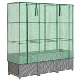 Vidaxx jardinière surélevée avec couverture de serre 120x40x138 cm aspect rotin