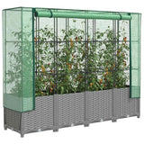 Vidaxx jardinière surélevée avec couverture de serre 160x40x138 cm aspect rotin